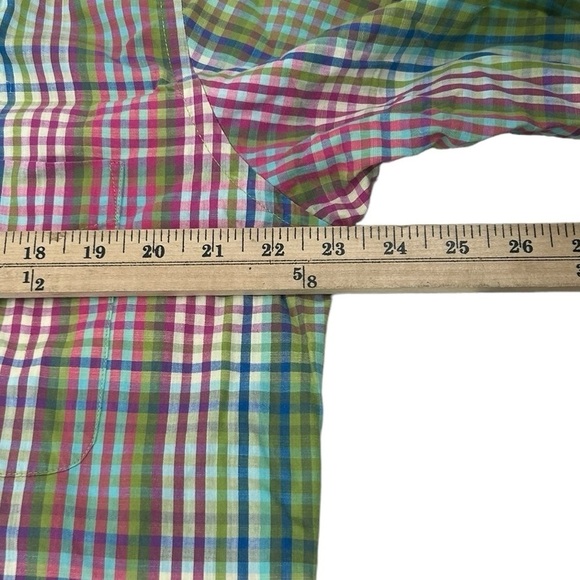 Alan Flusser Mens Medium Pink Green Plaid Button Down Long Sleeve Dress Shirt - Picture 7 of 8